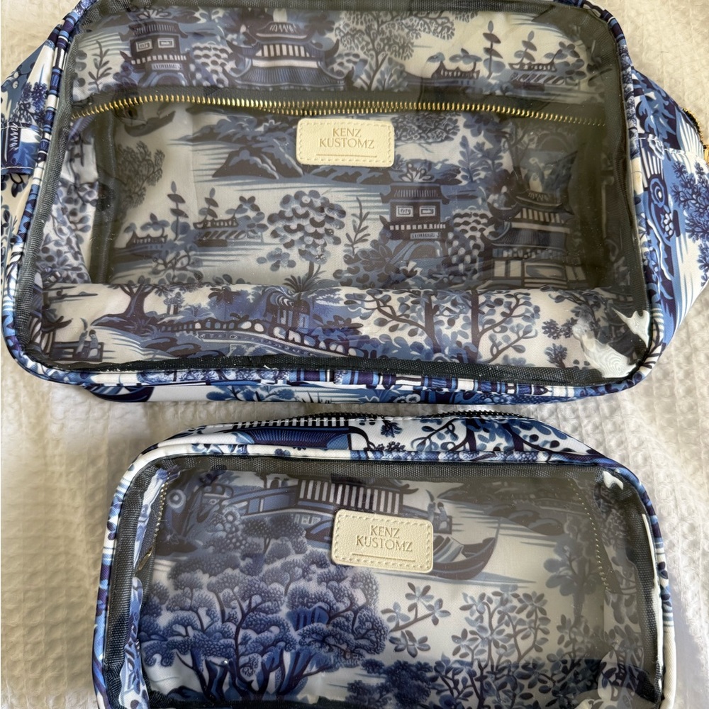 Ken Kustomz Blue and White Travel/ Toiletry Bags
